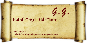 Gubányi Gábor névjegykártya